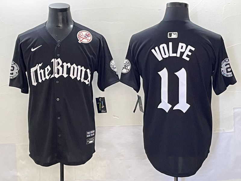 Men 2025 New York Yankees #11 Volpe Black Five generations Joint Name Nike MLB Jersey style 7